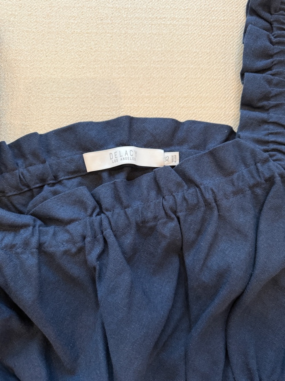 Navy Off-Shoulder Ruffle Crop Top - Picture 2 of 4